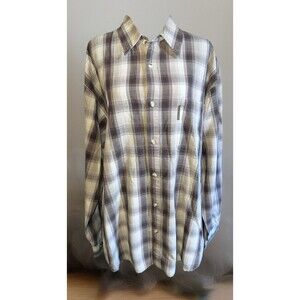 Columbia Button Up Long Sleeve Shirt Mens XXL  Brown Plaid Checkered